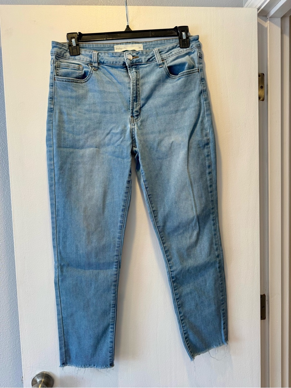 Indigo Light Blue Jeans with Raw Hem